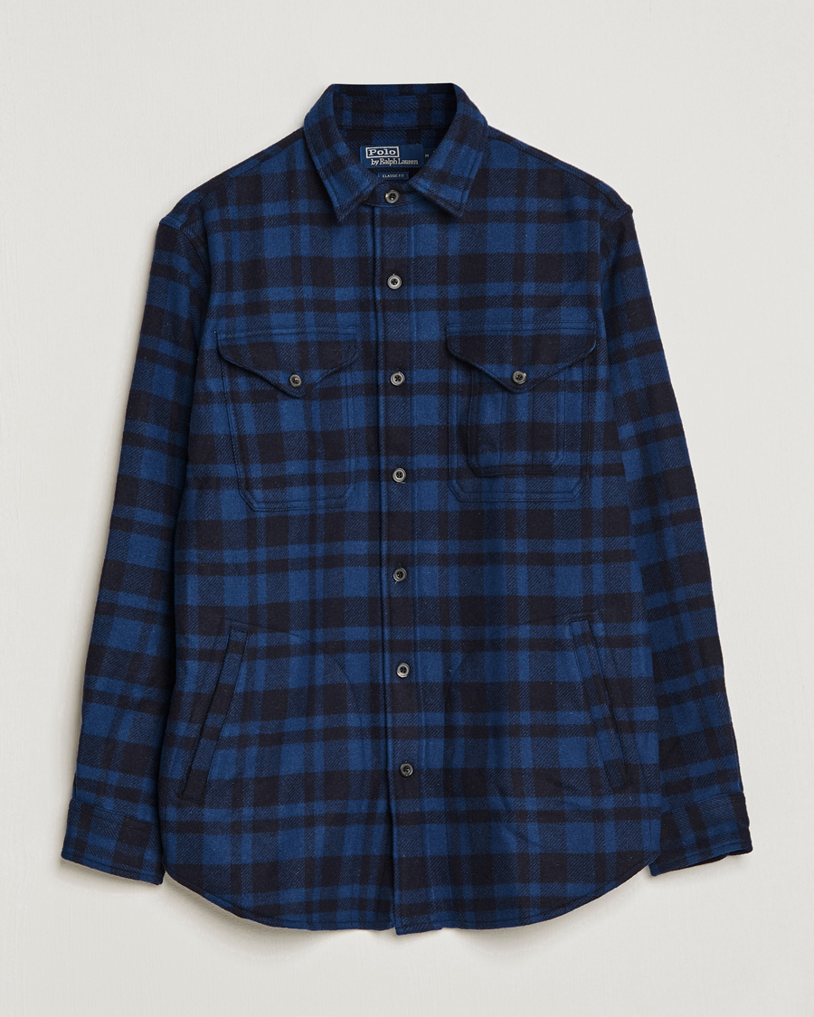 Mies | Kauluspaidat | Polo Ralph Lauren | Wool Blend Checked Overshirt Blue/Navy