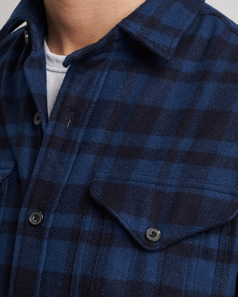 Mies | Kauluspaidat | Polo Ralph Lauren | Wool Blend Checked Overshirt Blue/Navy
