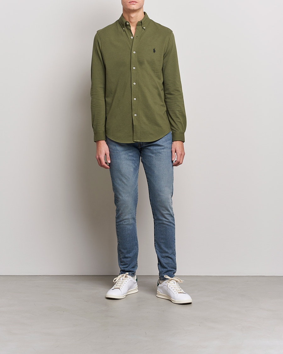 Mies | Kauluspaidat | Polo Ralph Lauren | Slim Fit Featherweight Mesh Shirt Dark Sage