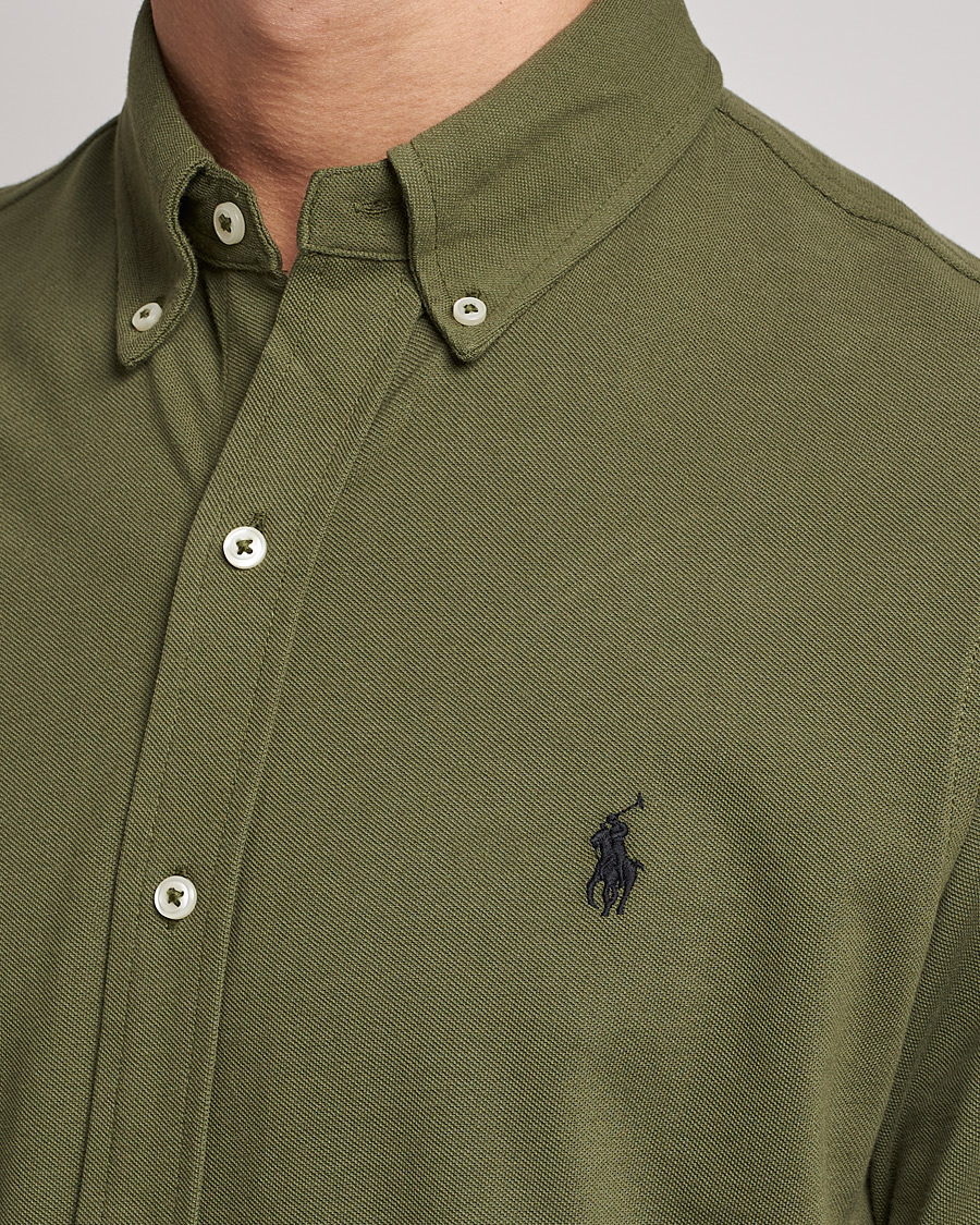 Mies | Kauluspaidat | Polo Ralph Lauren | Slim Fit Featherweight Mesh Shirt Dark Sage