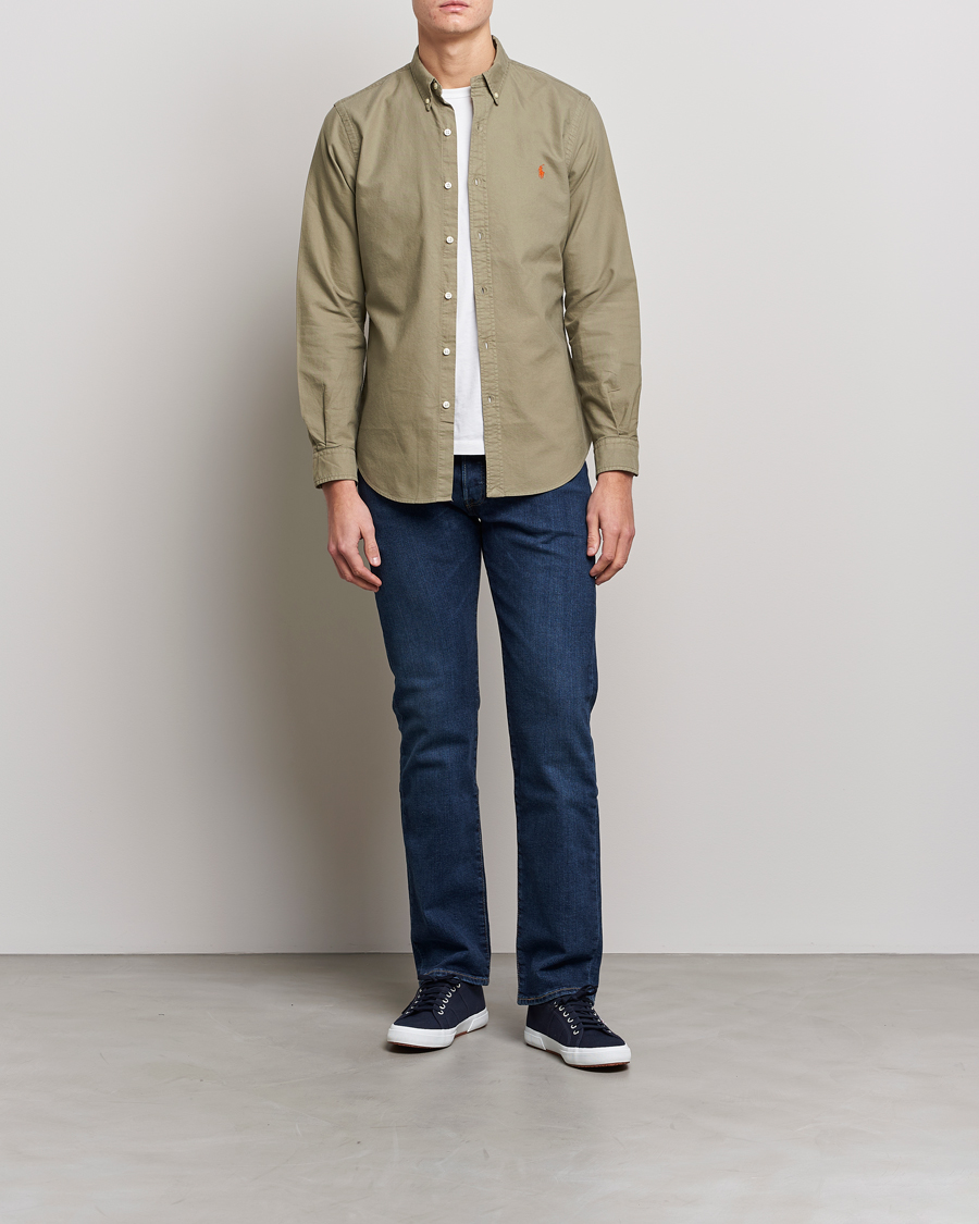 Mies | Vaatteet | Polo Ralph Lauren | Slim Fit Garment Dyed Oxford Shirt Sage Green
