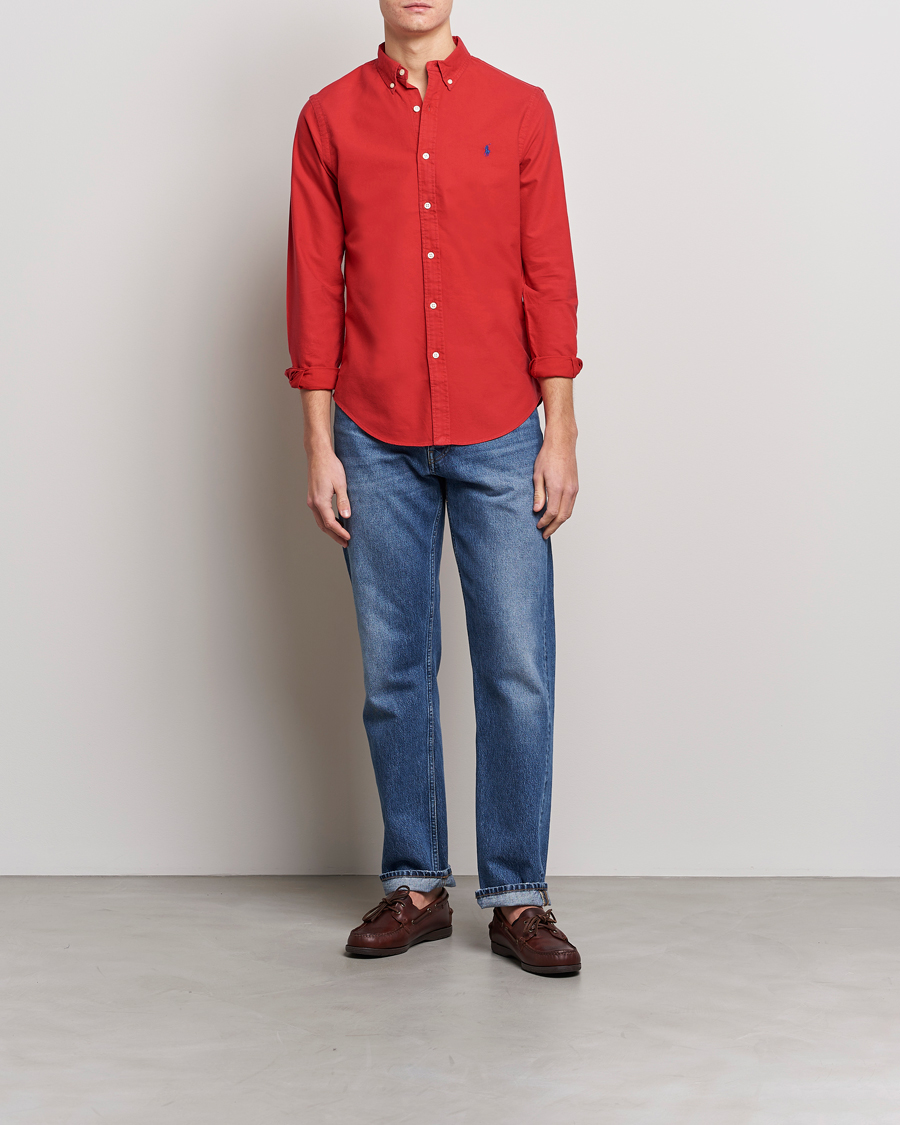 Mies | Kauluspaidat | Polo Ralph Lauren | Slim Fit Garment Dyed Oxford Shirt Red