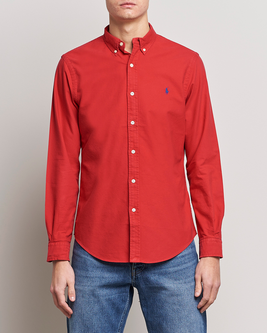 Mies | Kauluspaidat | Polo Ralph Lauren | Slim Fit Garment Dyed Oxford Shirt Red