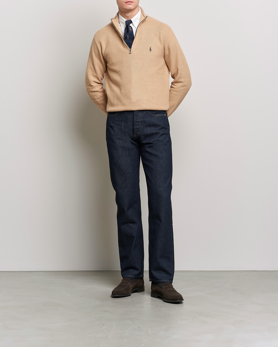 Mies | Vaatteet | Polo Ralph Lauren | Cotton Half Zip Camel Melange
