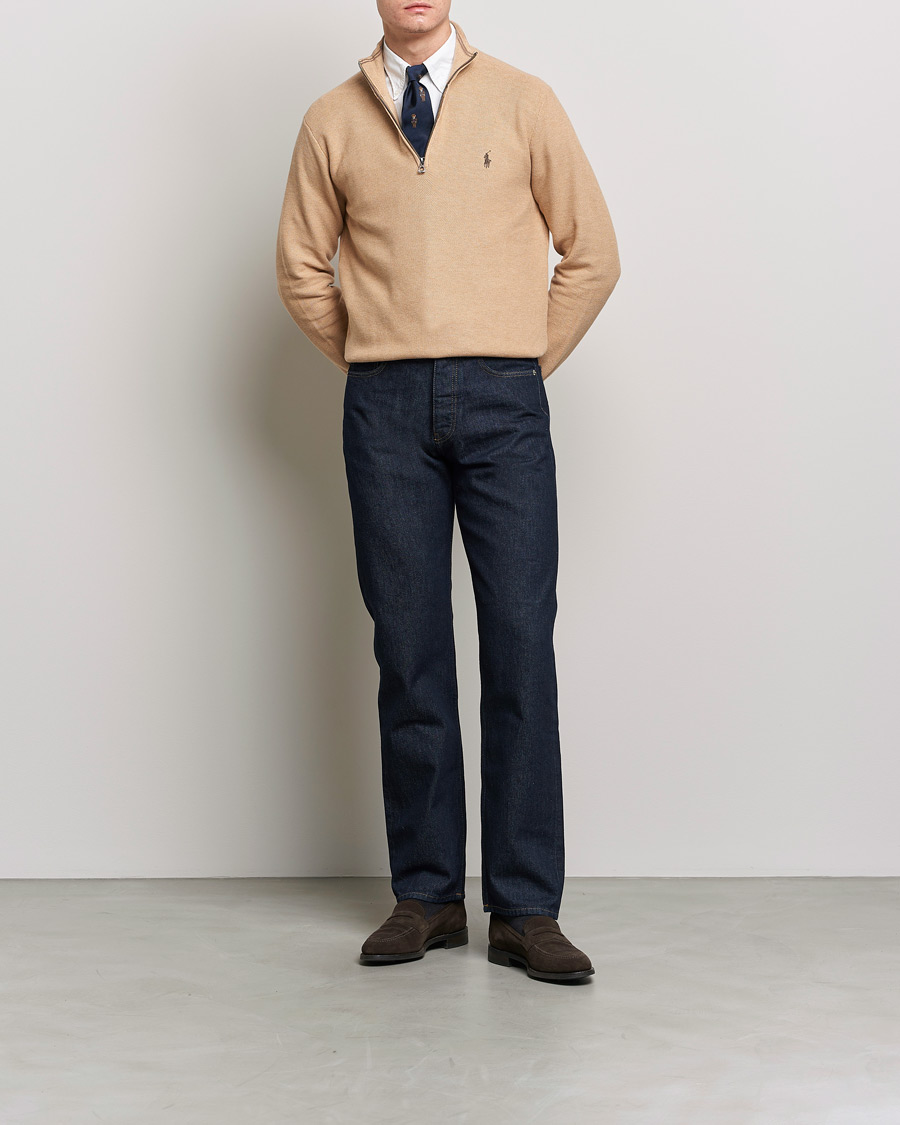 Mies | Puserot | Polo Ralph Lauren | Cotton Half Zip Camel Melange