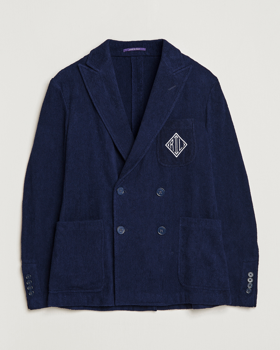 Mies | Pikkutakit | Ralph Lauren Purple Label | Knitted Terry Cloth Blazer Navy
