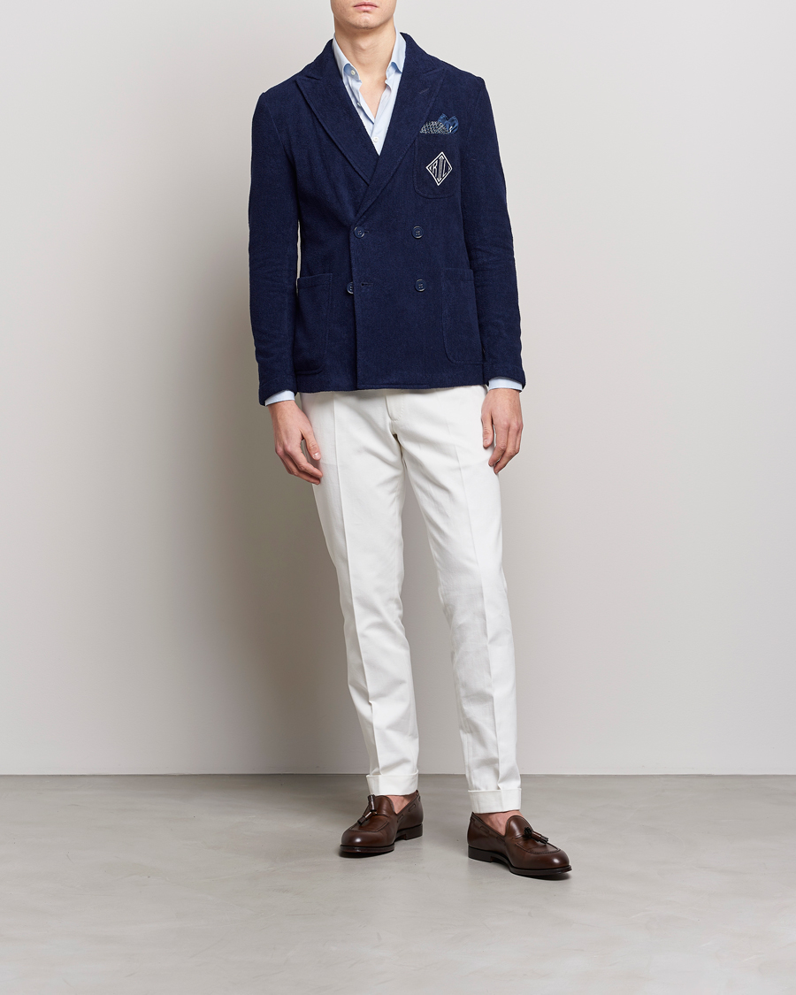 Mies | Pikkutakit | Ralph Lauren Purple Label | Knitted Terry Cloth Blazer Navy