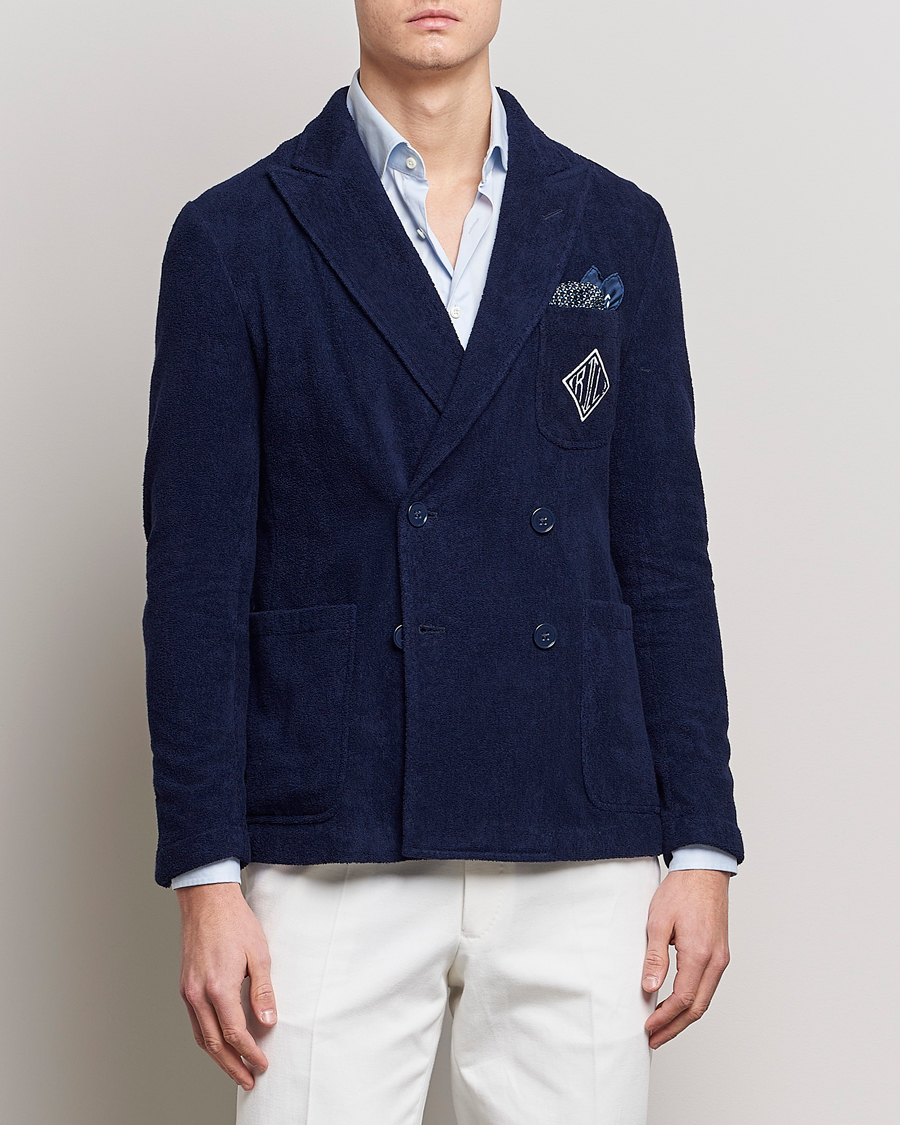 Mies | Pikkutakit | Ralph Lauren Purple Label | Knitted Terry Cloth Blazer Navy