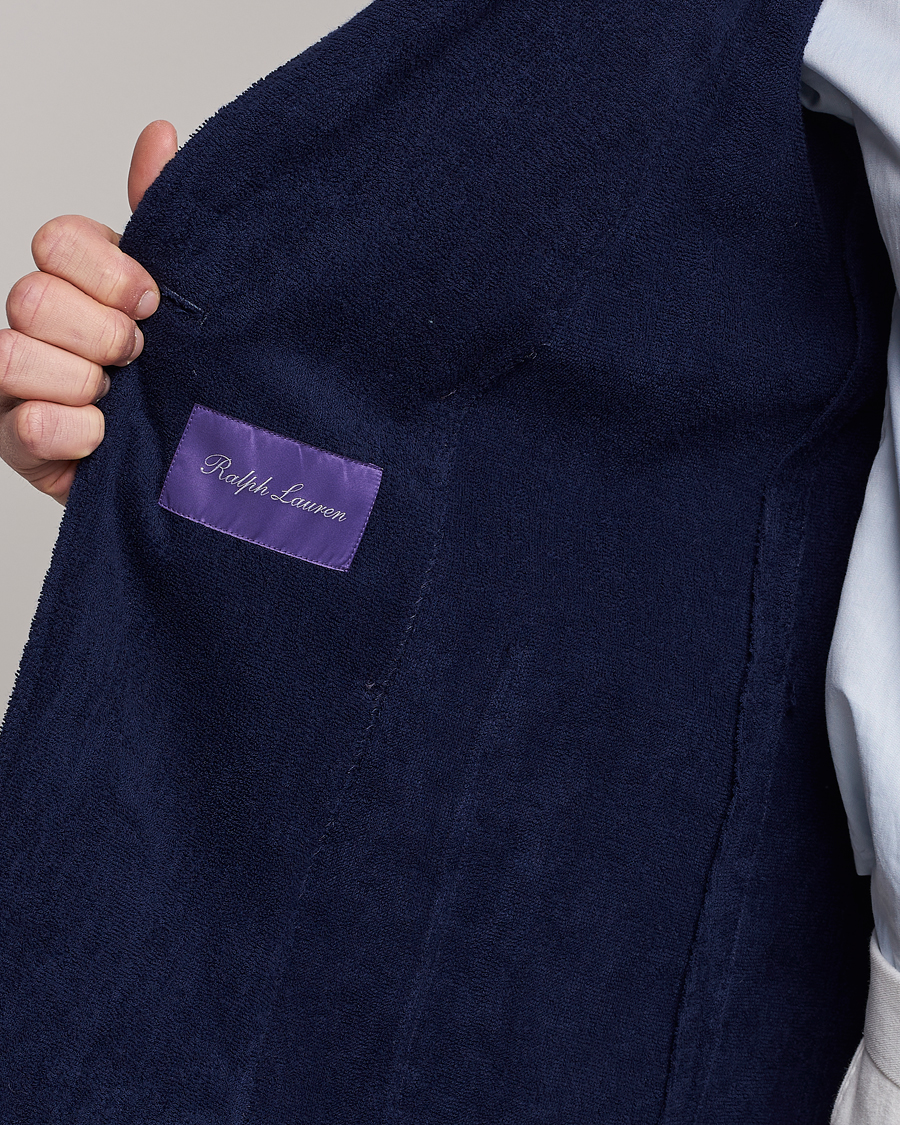 Mies | Pikkutakit | Ralph Lauren Purple Label | Knitted Terry Cloth Blazer Navy