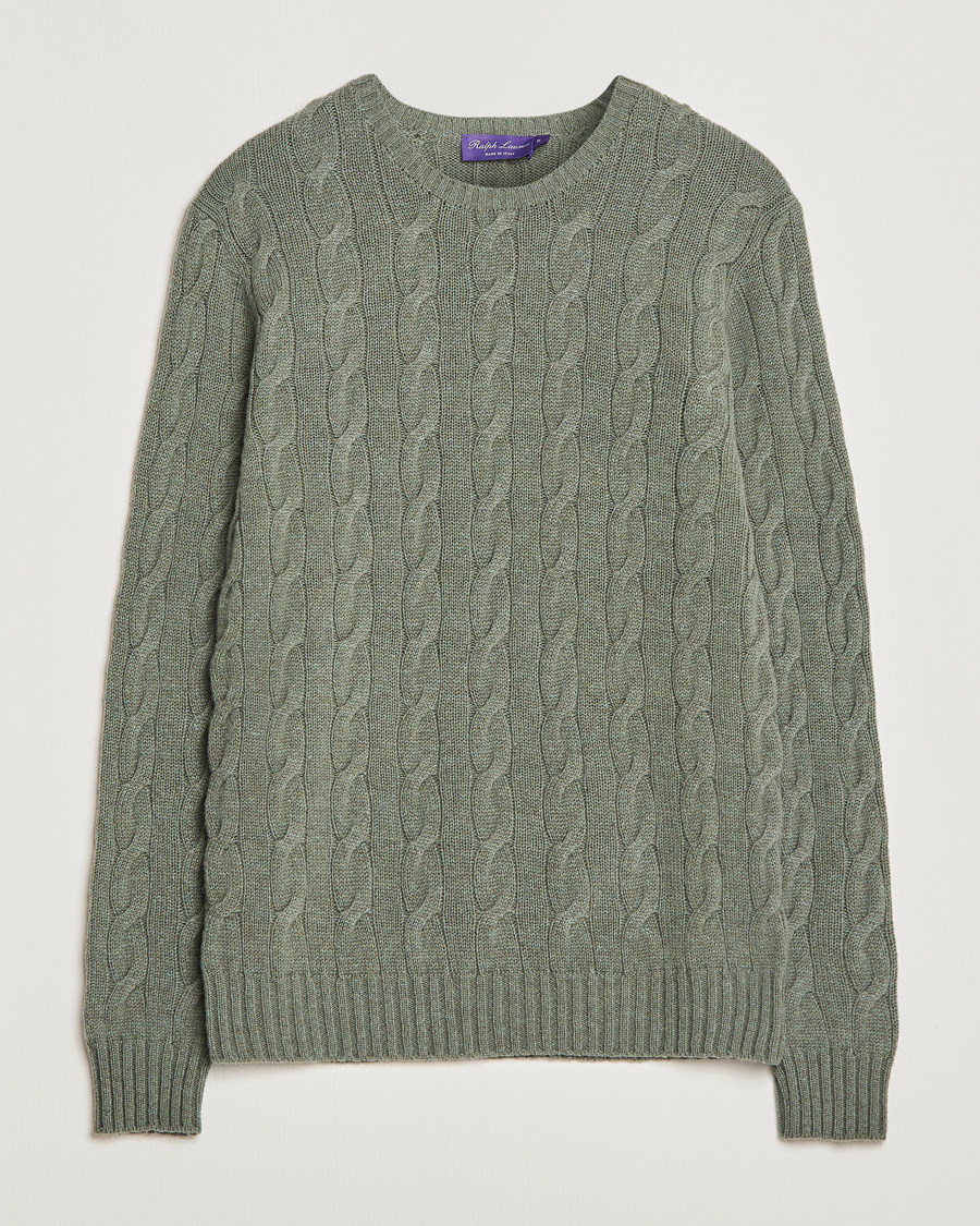 Mies | Puserot | Ralph Lauren Purple Label | Cashmere Cable Crew Neck Sweater Sea Spray