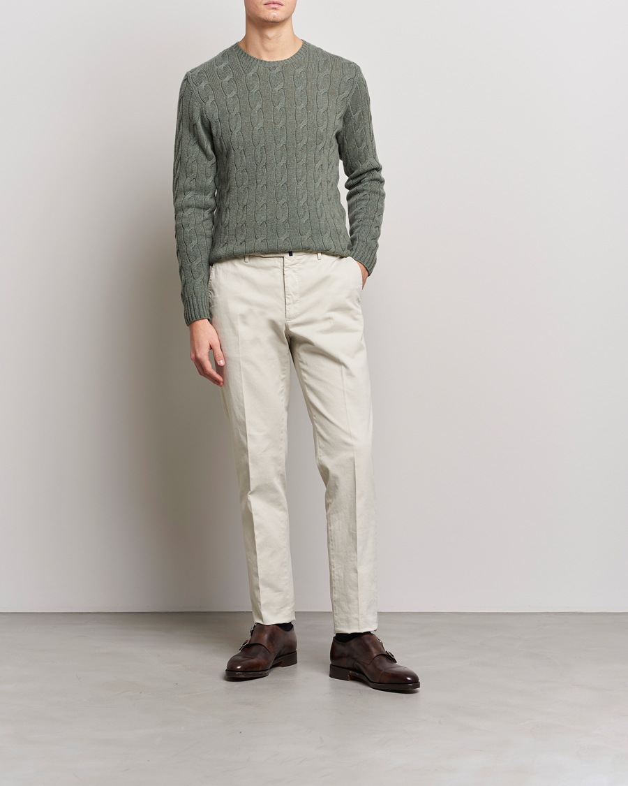 Mies | Puserot | Ralph Lauren Purple Label | Cashmere Cable Crew Neck Sweater Sea Spray