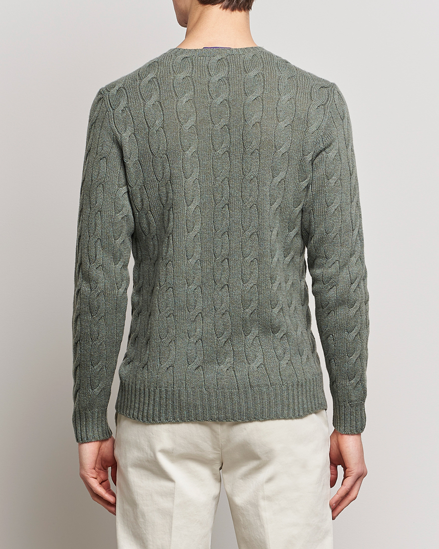 Mies | Puserot | Ralph Lauren Purple Label | Cashmere Cable Crew Neck Sweater Sea Spray