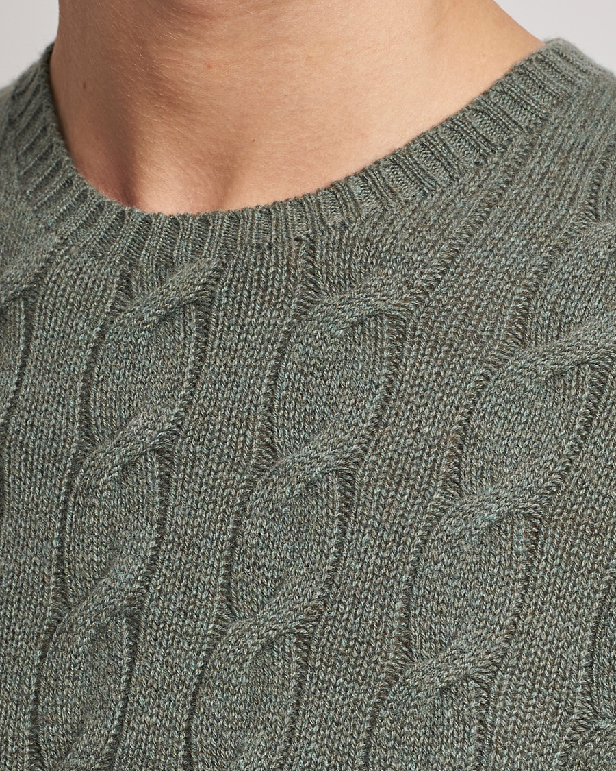 Mies | Puserot | Ralph Lauren Purple Label | Cashmere Cable Crew Neck Sweater Sea Spray