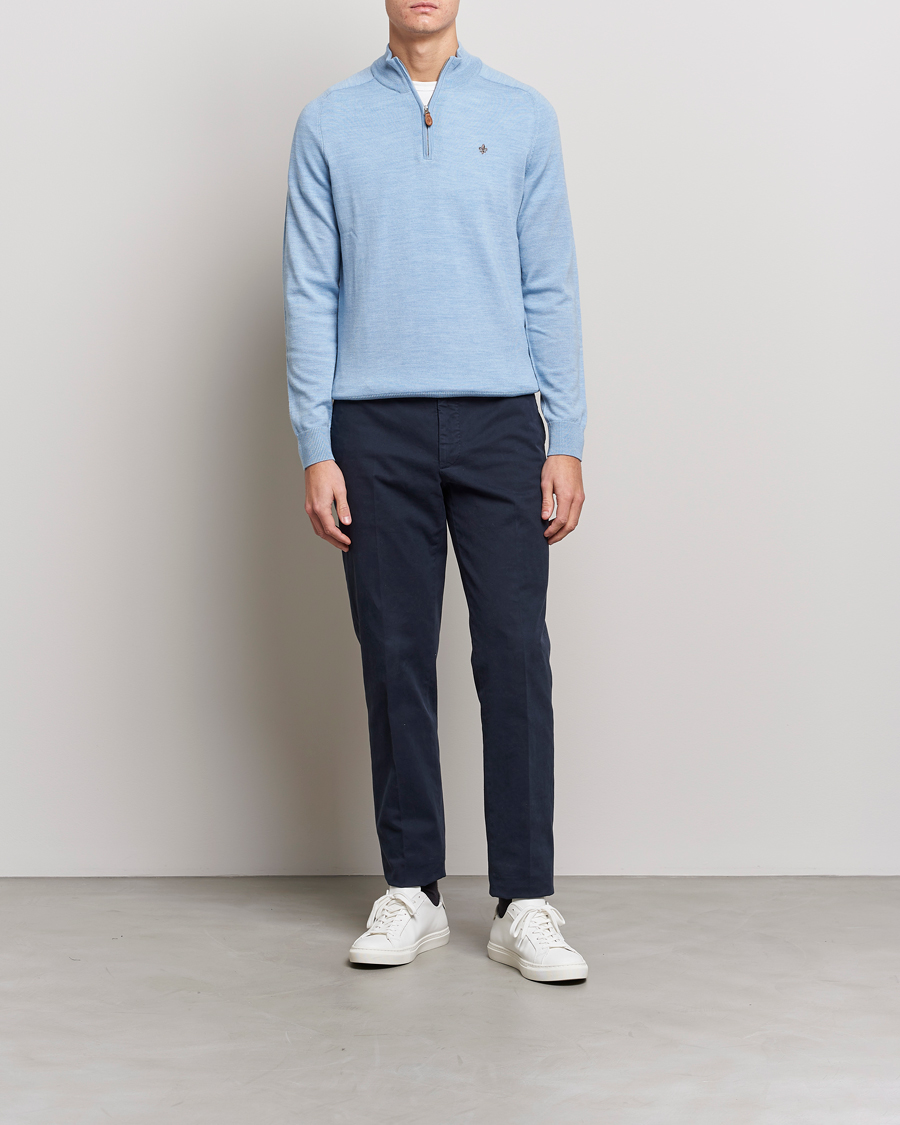 Mies | Puserot | Morris | John Merino Half Zip Light Blue