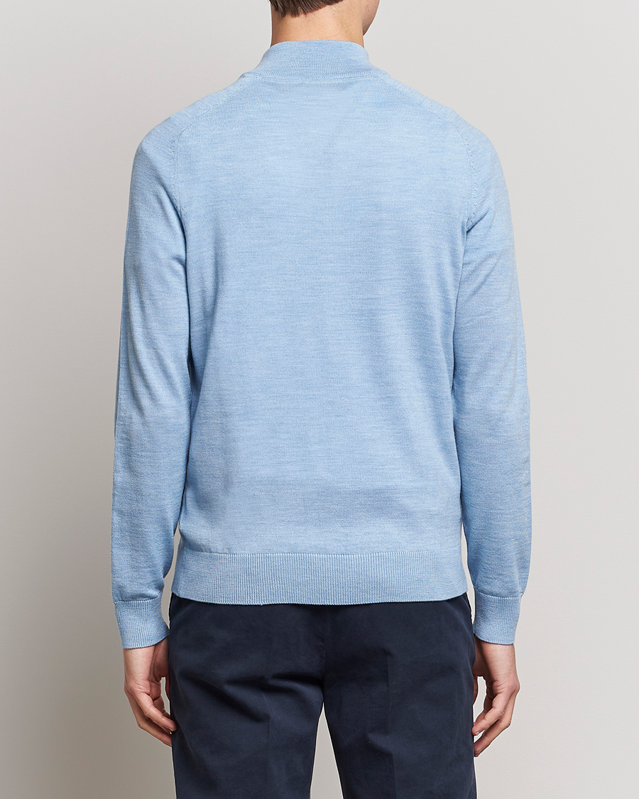 Mies | Puserot | Morris | John Merino Half Zip Light Blue