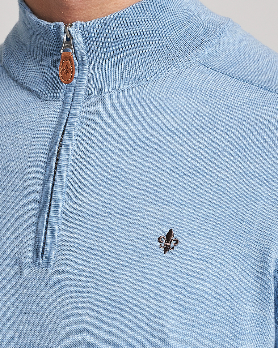 Mies | Puserot | Morris | John Merino Half Zip Light Blue