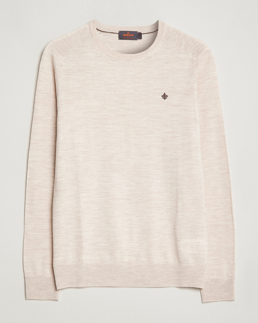 Mies | Puserot | Morris | Merino Crew Neck Pullover Ecru