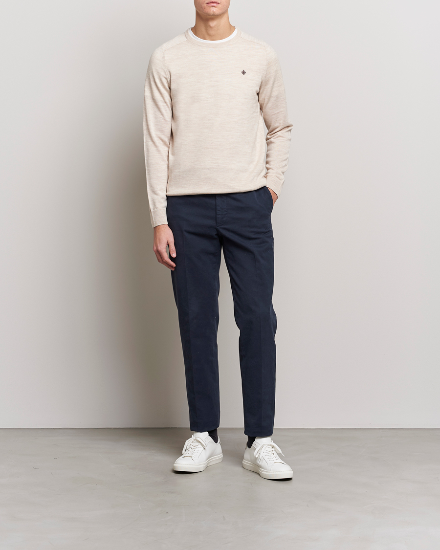 Mies | Puserot | Morris | Merino Crew Neck Pullover Ecru