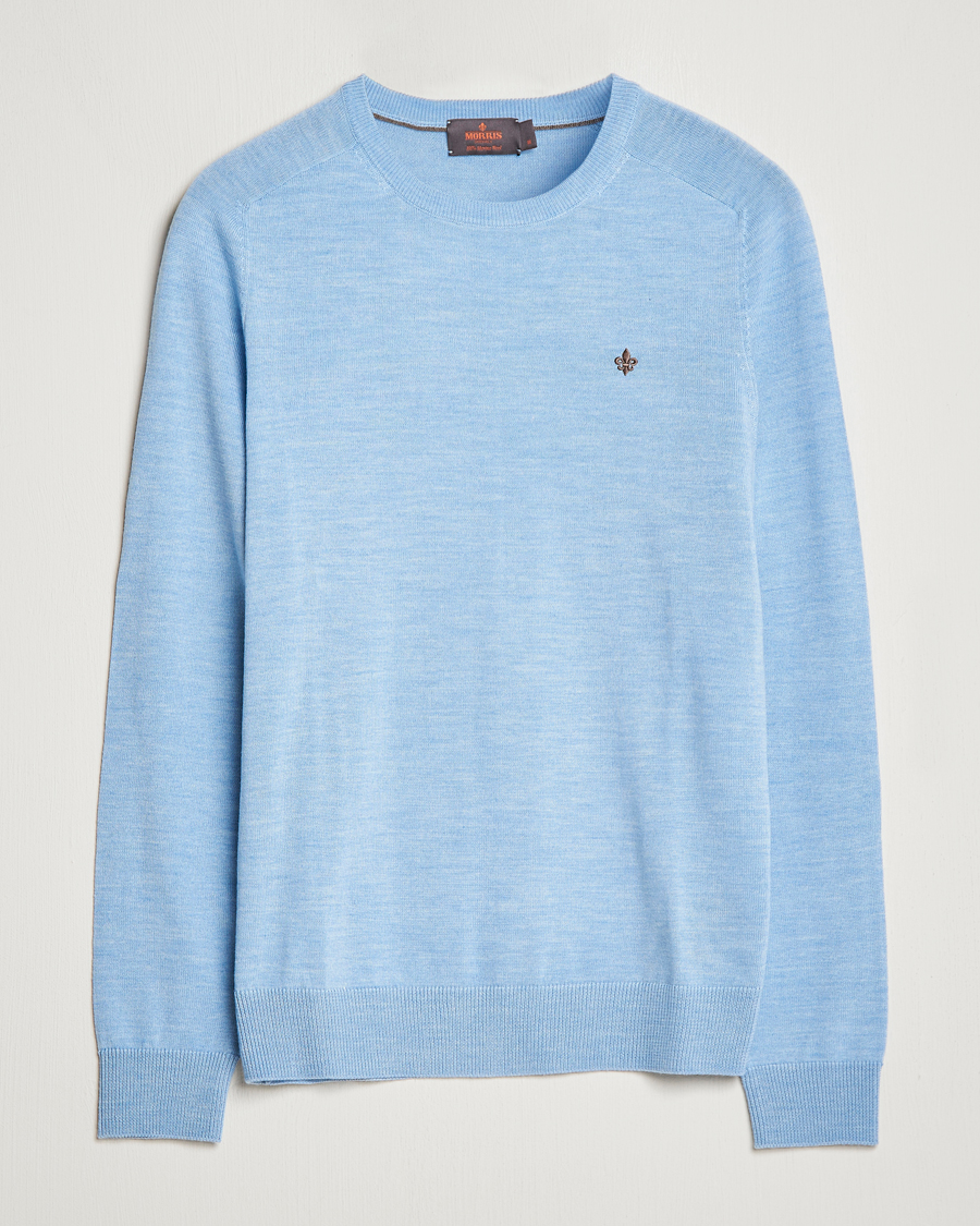 Mies | Puserot | Morris | Merino Crew Neck Pullover Light Blue