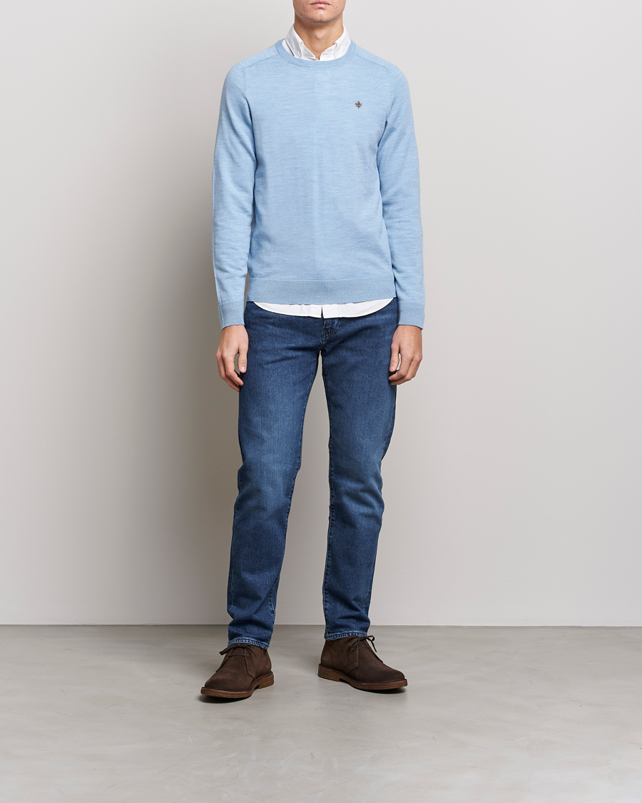 Mies | Puserot | Morris | Merino Crew Neck Pullover Light Blue