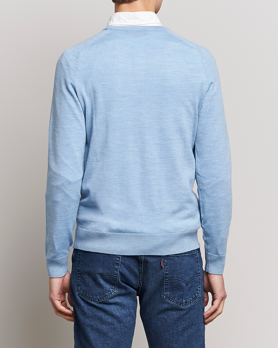 Mies | Puserot | Morris | Merino Crew Neck Pullover Light Blue