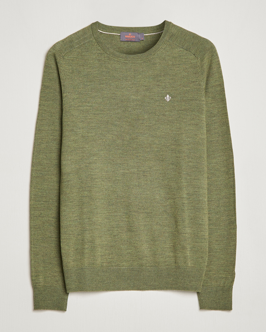 Mies | Puserot | Morris | Merino Crew Neck Pullover Sage Green