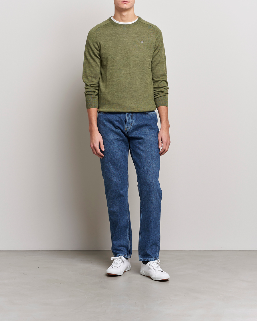 Mies | Puserot | Morris | Merino Crew Neck Pullover Sage Green
