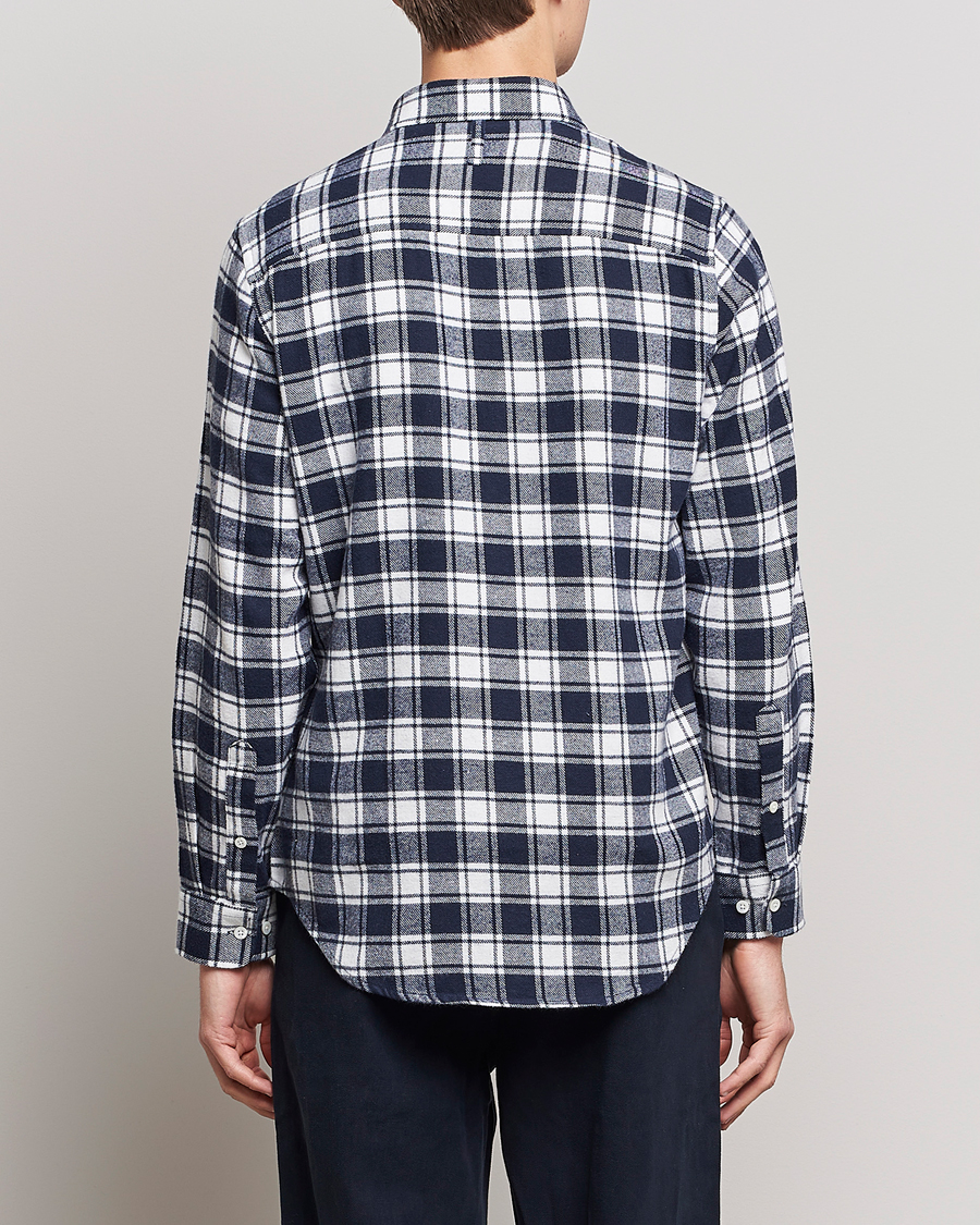 Mies | Kauluspaidat | NN07 | Arne Brushed Cotton Checked Shirt Navy/White