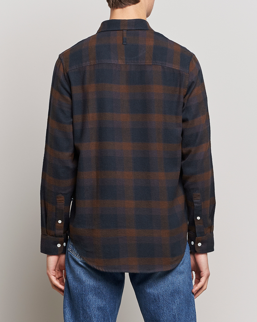 Mies | Kauluspaidat | NN07 | Arne Brushed Cotton Checked Shirt Brown/Navy