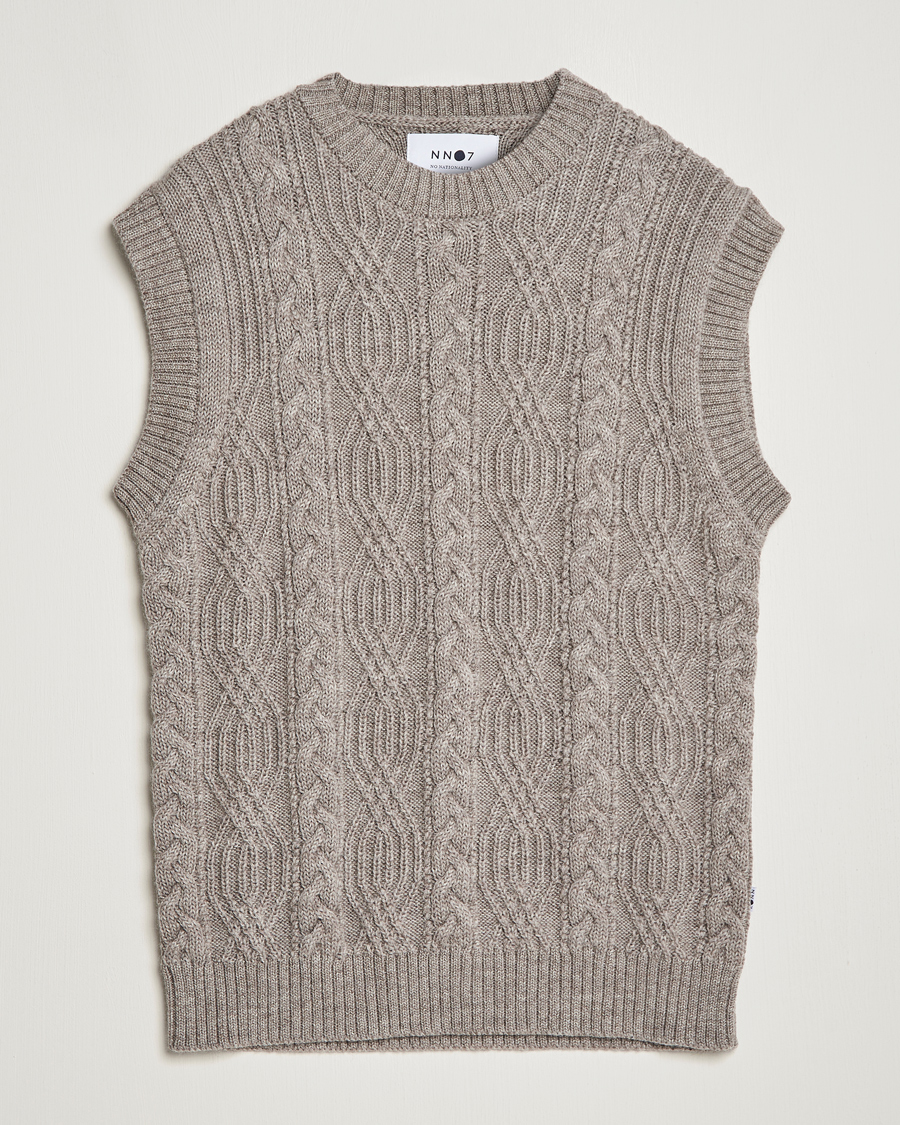 Mies | Puserot | NN07 | Cable Structured Knitted Vest Nature Melange