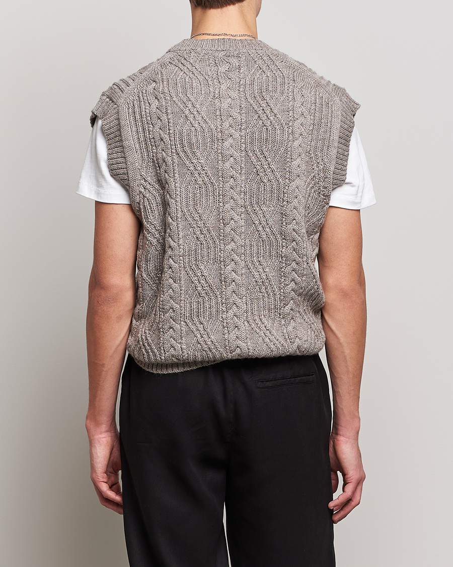 Mies | Puserot | NN07 | Cable Structured Knitted Vest Nature Melange