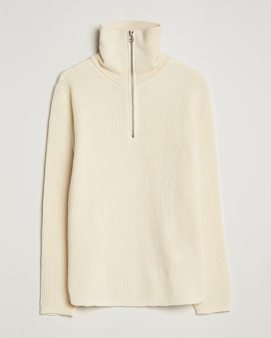 Mies | Puserot | NN07 | Holger Knitted Ribbed Half Zip Ecur
