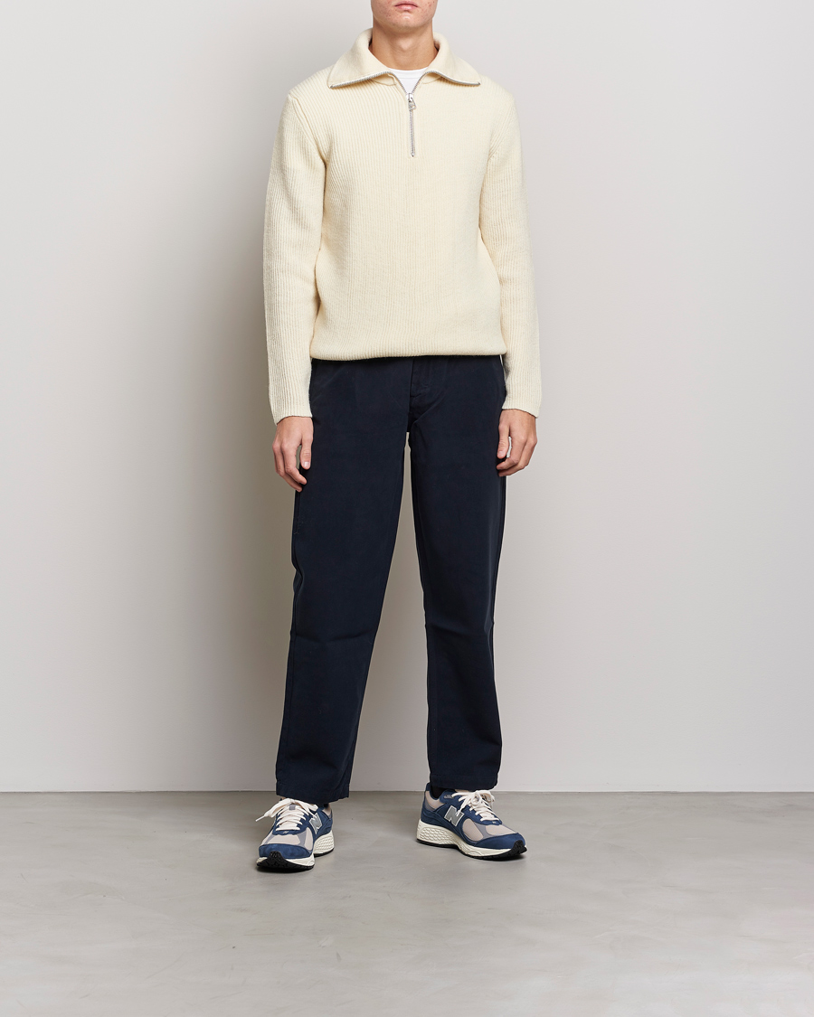 Mies | Puserot | NN07 | Holger Knitted Ribbed Half Zip Ecur