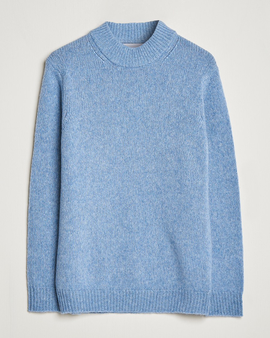Mies | Puserot | NN07 | Nick Knitted Merino Mock Neck Light Blue Melange