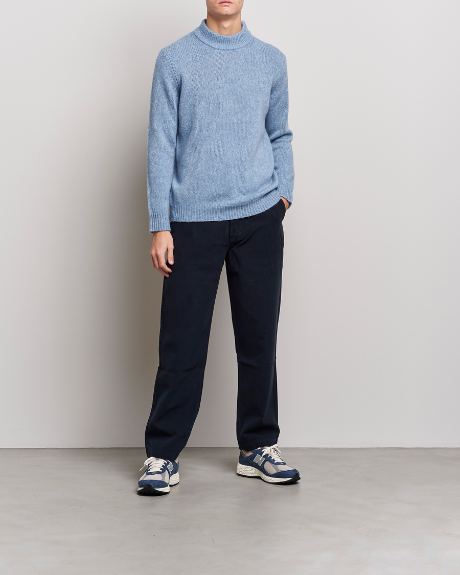 Mies | Puserot | NN07 | Nick Knitted Merino Mock Neck Light Blue Melange