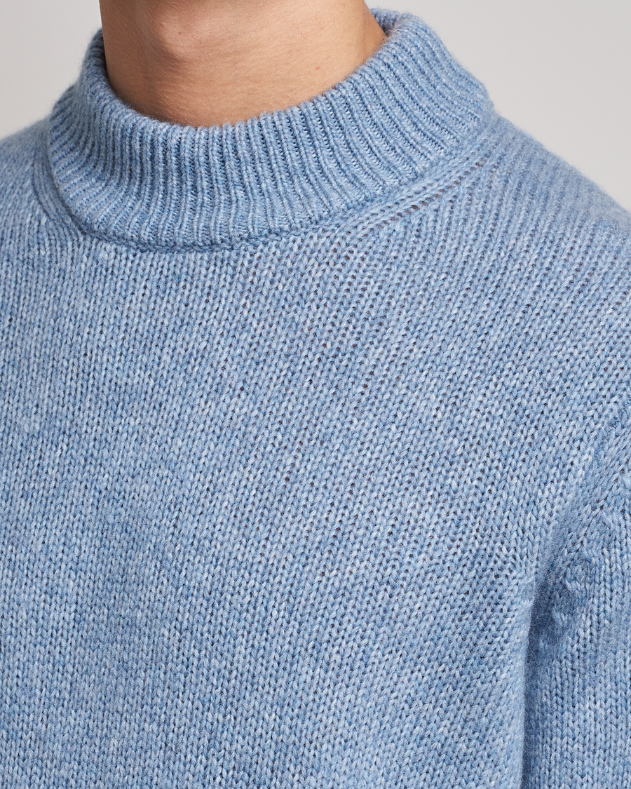 Mies | Puserot | NN07 | Nick Knitted Merino Mock Neck Light Blue Melange