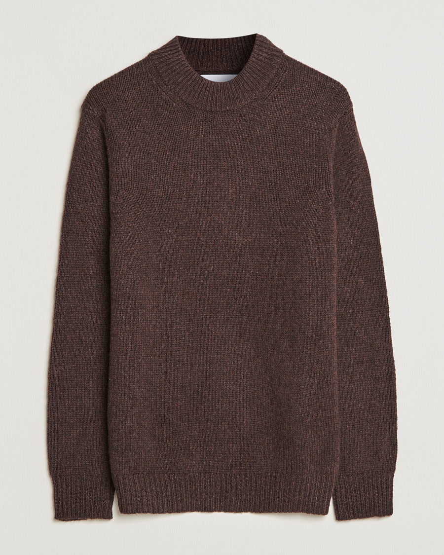 Mies | Puserot | NN07 | Nick Knitted Merino Mock Neck Dark Brown