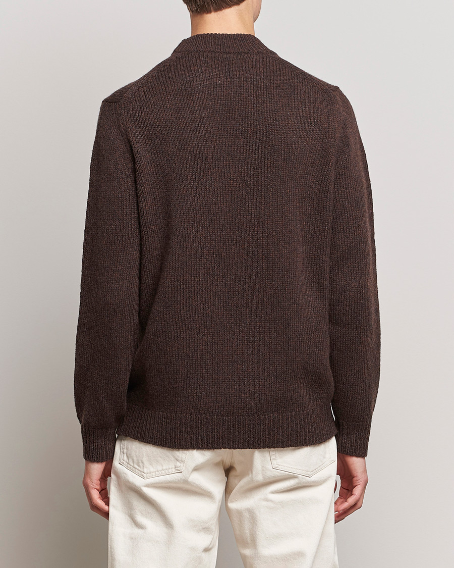 Mies | Puserot | NN07 | Nick Knitted Merino Mock Neck Dark Brown