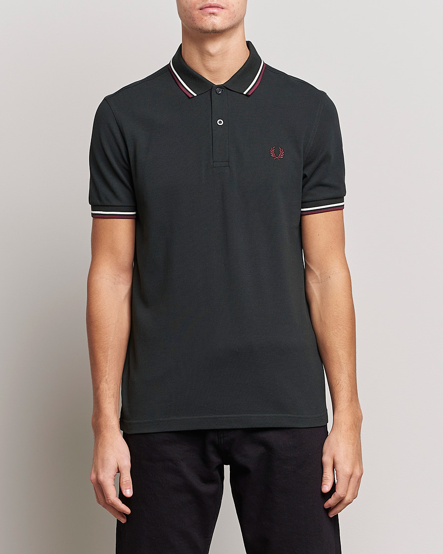 Mies | Fred Perry | Fred Perry | Twin Tipped Polo Shirt Night Green Ecru