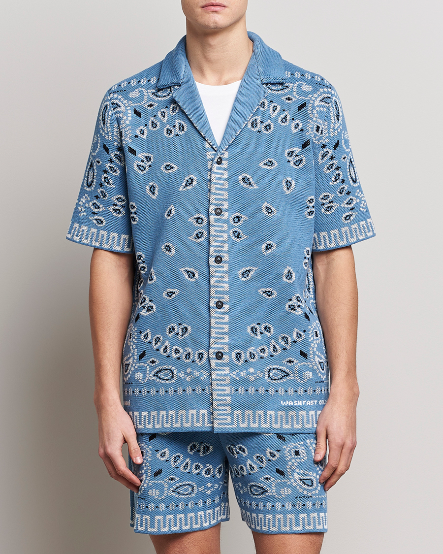Mies | Kauluspaidat | Alanui | Bandana Print Camp Shirt Light Blue