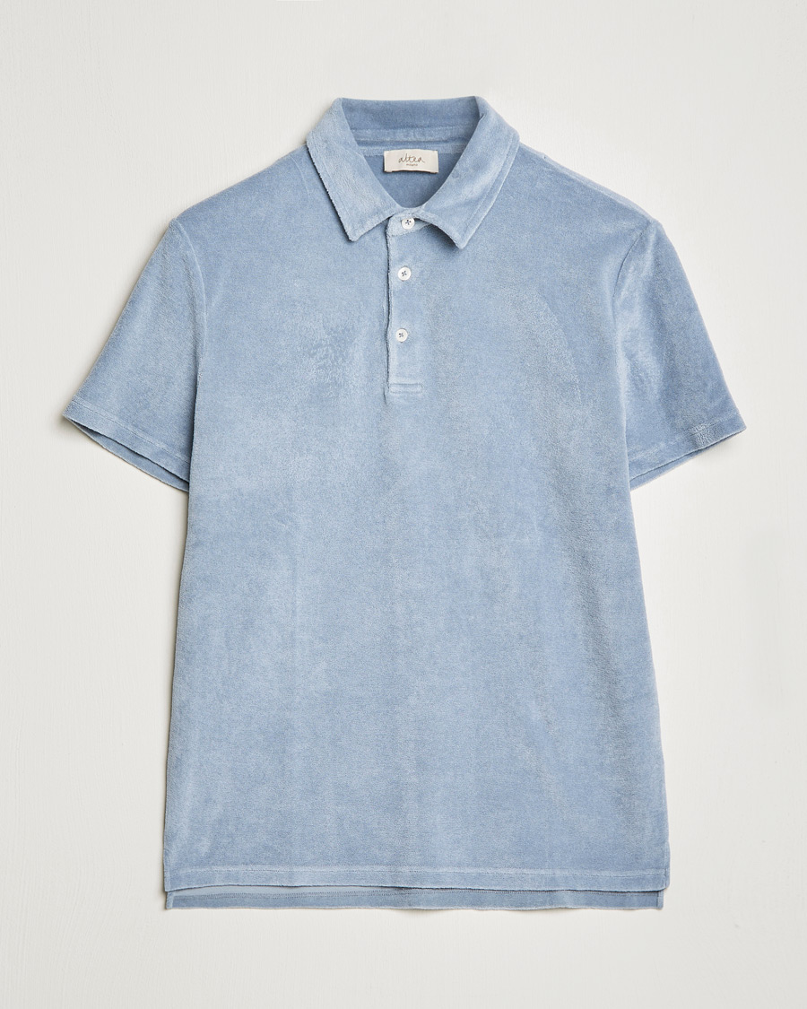 Mies | Pikeet | Altea | Short Sleeve Terry Polo Dusty Blue