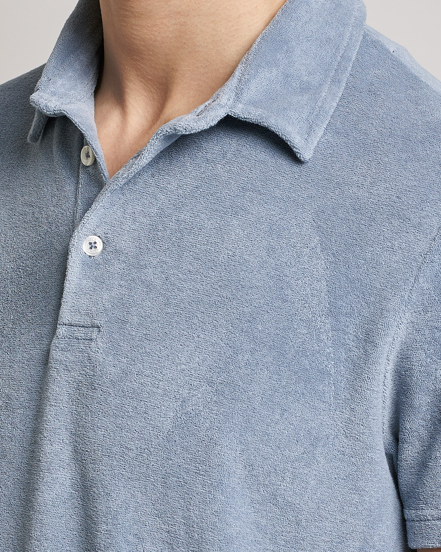 Mies | Pikeet | Altea | Short Sleeve Terry Polo Dusty Blue