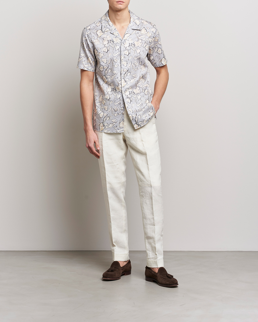 Mies | Kauluspaidat | Altea | Printed Bowling Shirt Light Grey