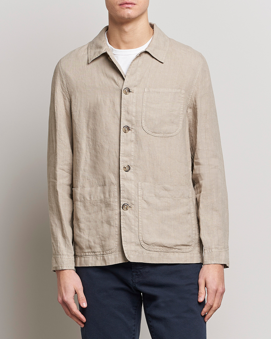 Mies | Overshirts | Altea | Linen Shirt Jacket Beige