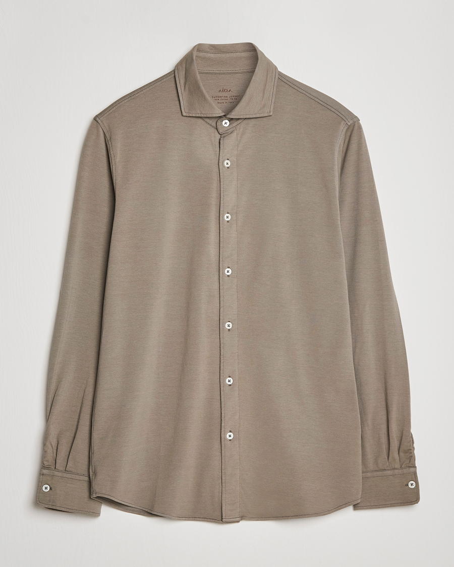 Mies | Kauluspaidat | Altea | Jersey Stretch Shirt Taupe