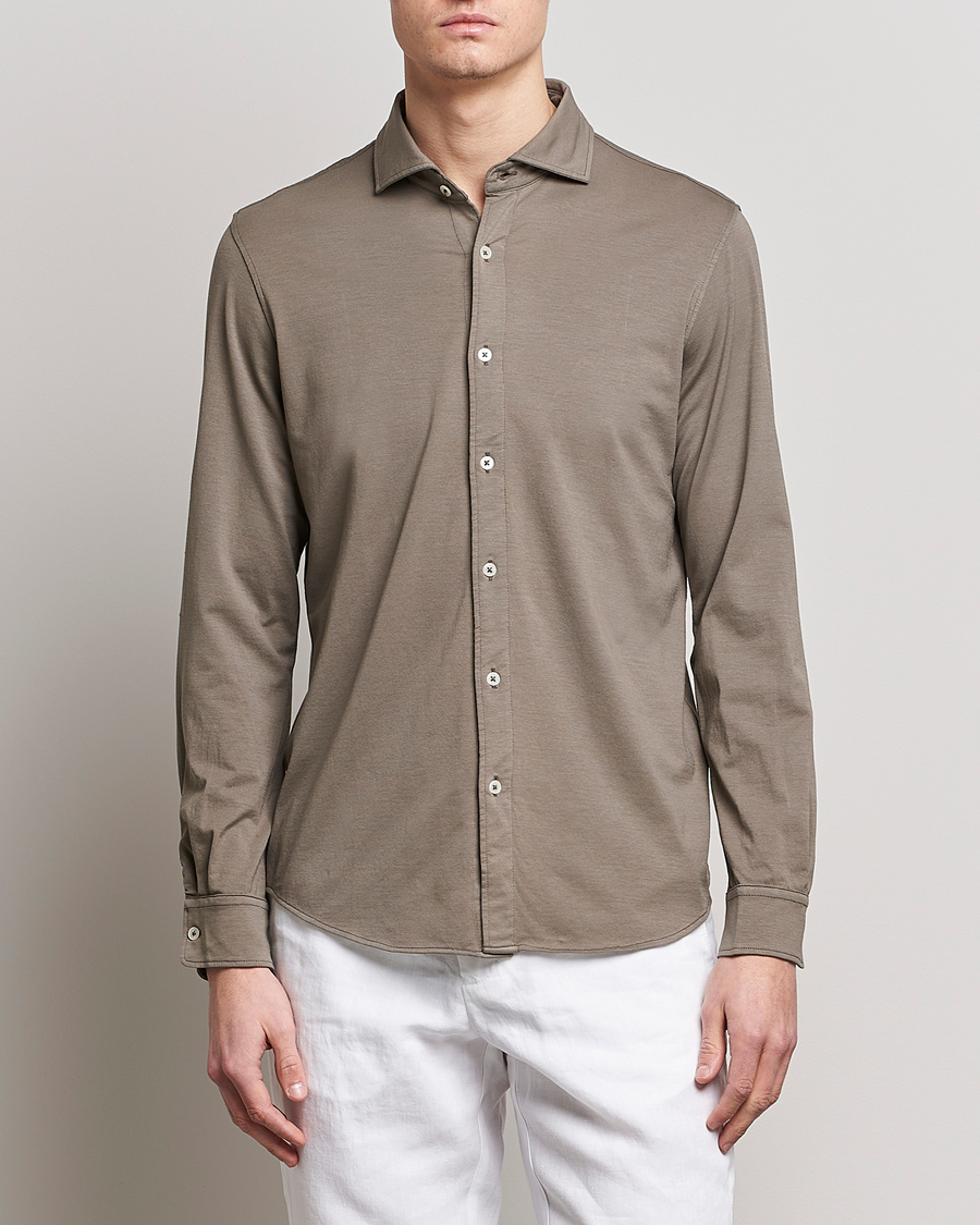 Mies | Pikee-paidat | Altea | Jersey Stretch Shirt Taupe