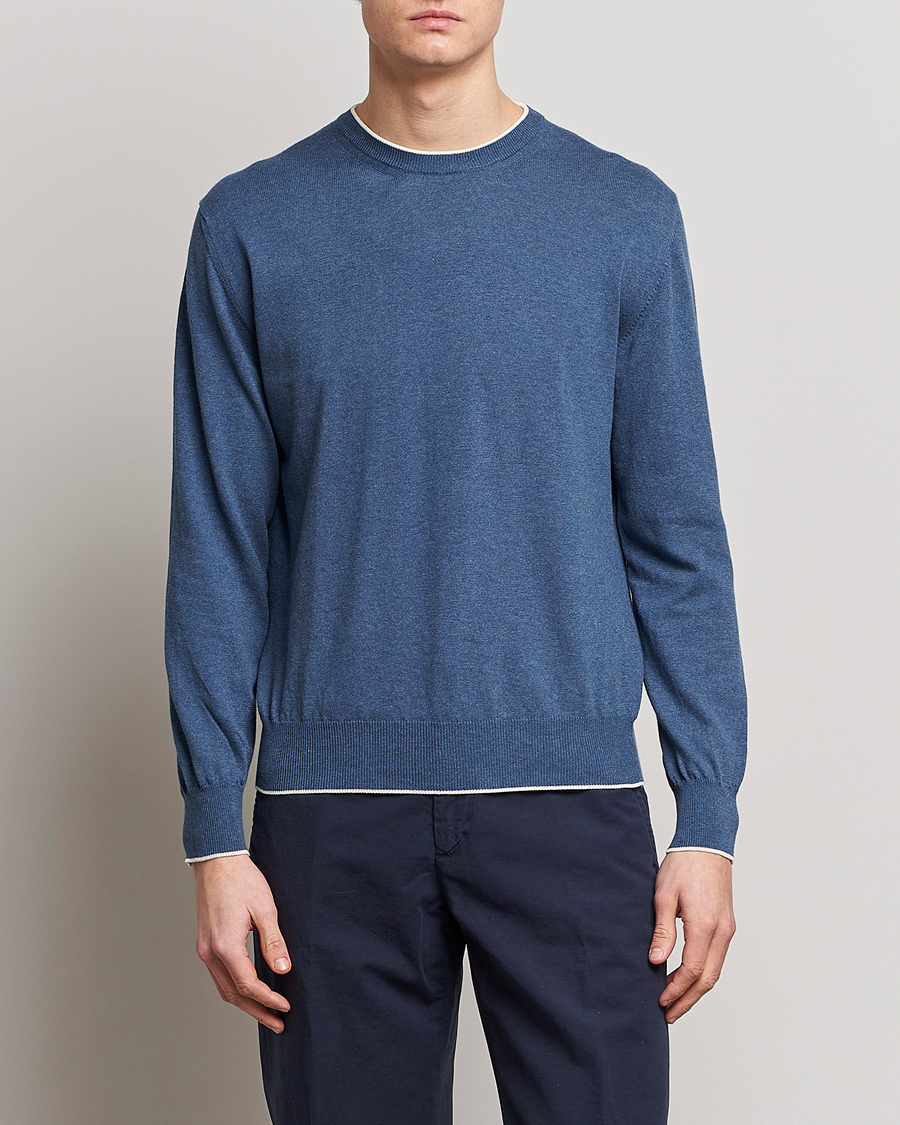Mies | Italian Department | Altea | Soft Cotton Pullover Blue