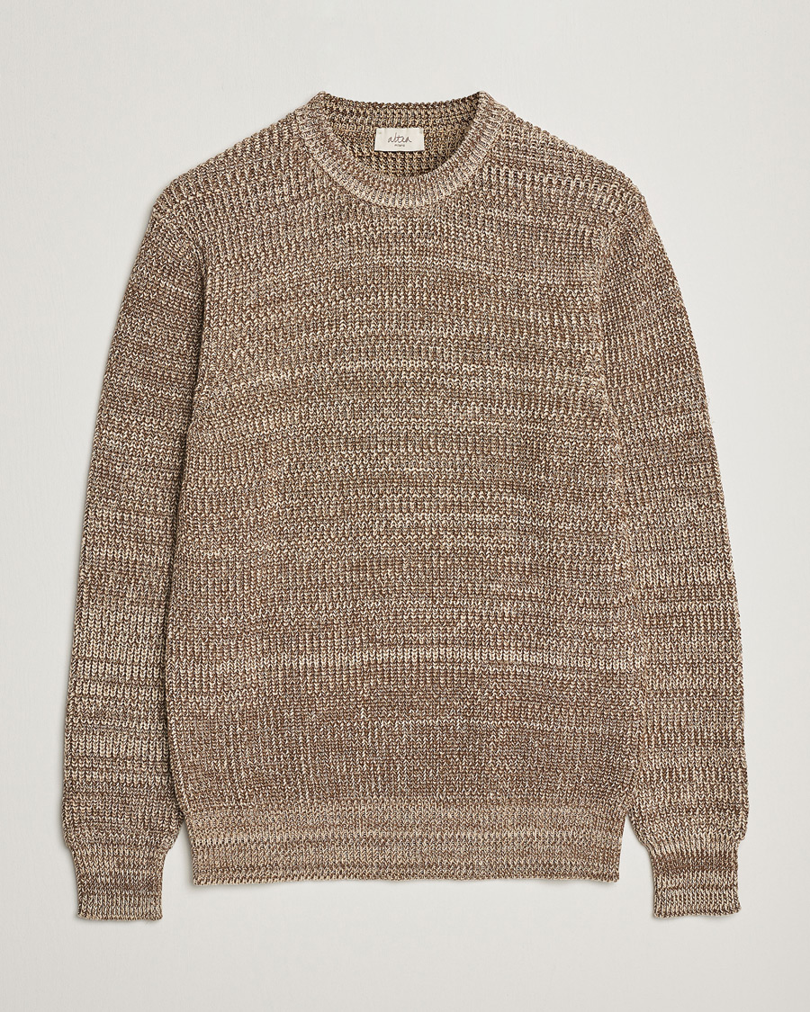 Mies | Puserot | Altea | Rib Cotton Sweater Brown Melange