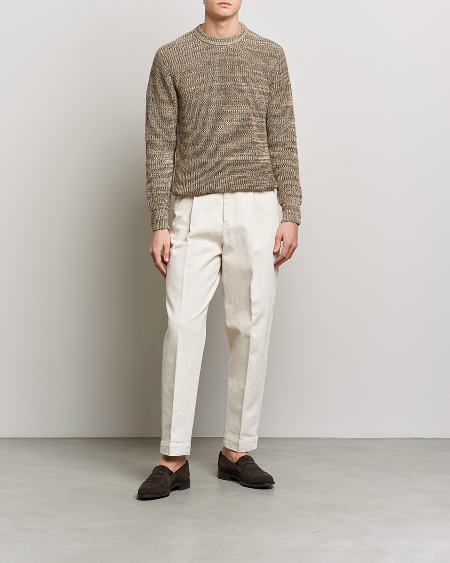 Mies | Puserot | Altea | Rib Cotton Sweater Brown Melange