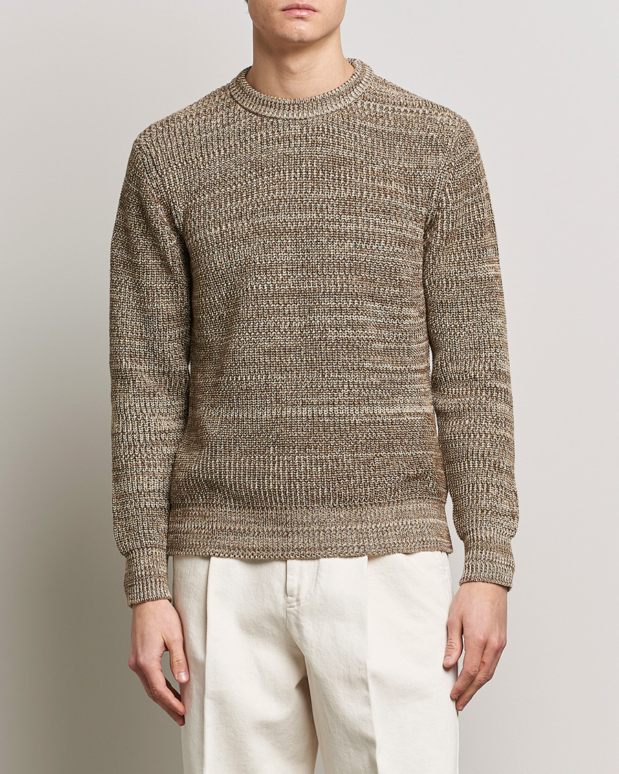 Mies | Altea | Altea | Rib Cotton Sweater Brown Melange